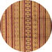 Round Solid Brown Modern Rug, urb1276brn
