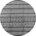 Round Machine Washable Solid Gray Modern Rug, wshurb1276gry