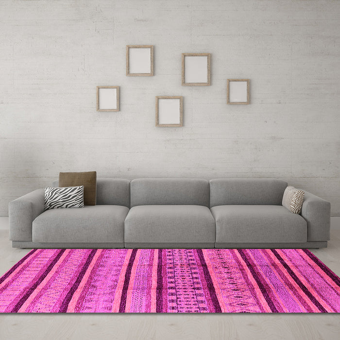 Machine Washable Solid Pink Modern Rug in a Living Room, wshurb1276pnk