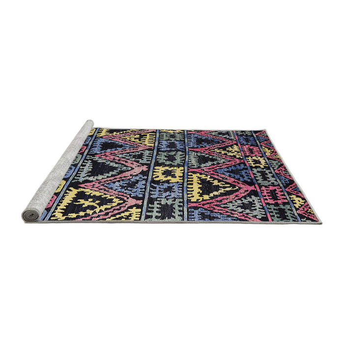 Sideview of Machine Washable Industrial Modern Charcoal Black Rug, wshurb1277