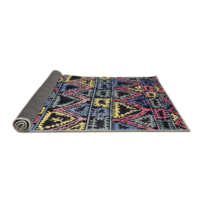 Sideview of Mid-Century Modern Charcoal Black Solid Rug, urb1277