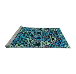 Sideview of Machine Washable Solid Light Blue Modern Rug, wshurb1277lblu