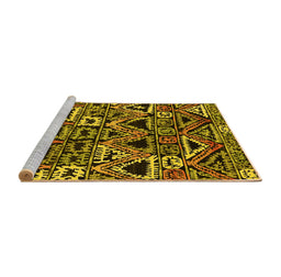 Sideview of Machine Washable Solid Yellow Modern Rug, wshurb1277yw