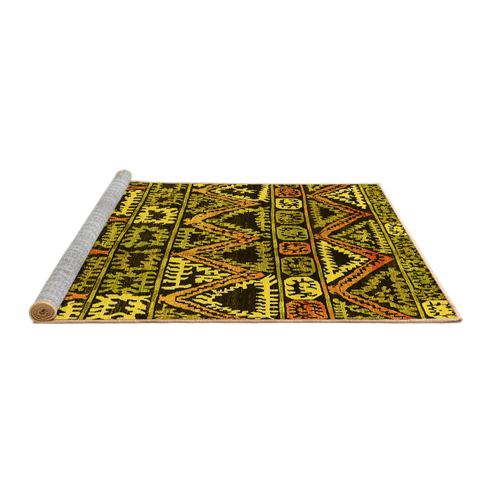 Sideview of Machine Washable Solid Yellow Modern Rug, wshurb1277yw