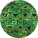 Round Solid Green Modern Rug, urb1277grn