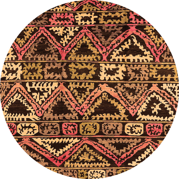 Round Solid Orange Modern Rug, urb1277org