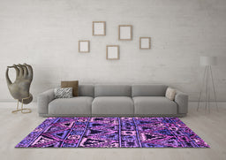 Machine Washable Solid Purple Modern Area Rugs in a Living Room, wshurb1277pur