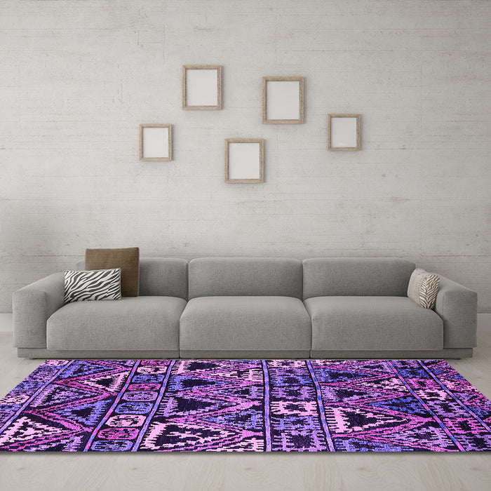Machine Washable Solid Purple Modern Area Rugs in a Living Room, wshurb1277pur