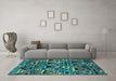 Machine Washable Solid Turquoise Modern Area Rugs in a Living Room,, wshurb1277turq