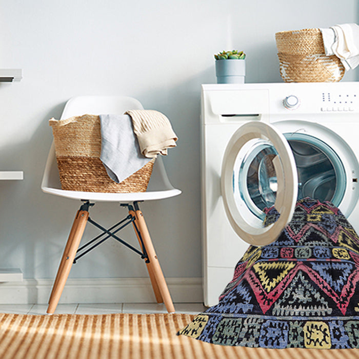 Machine Washable Industrial Modern Charcoal Black Rug in a Washing Machine, wshurb1277