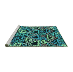 Sideview of Machine Washable Solid Turquoise Modern Area Rugs, wshurb1277turq