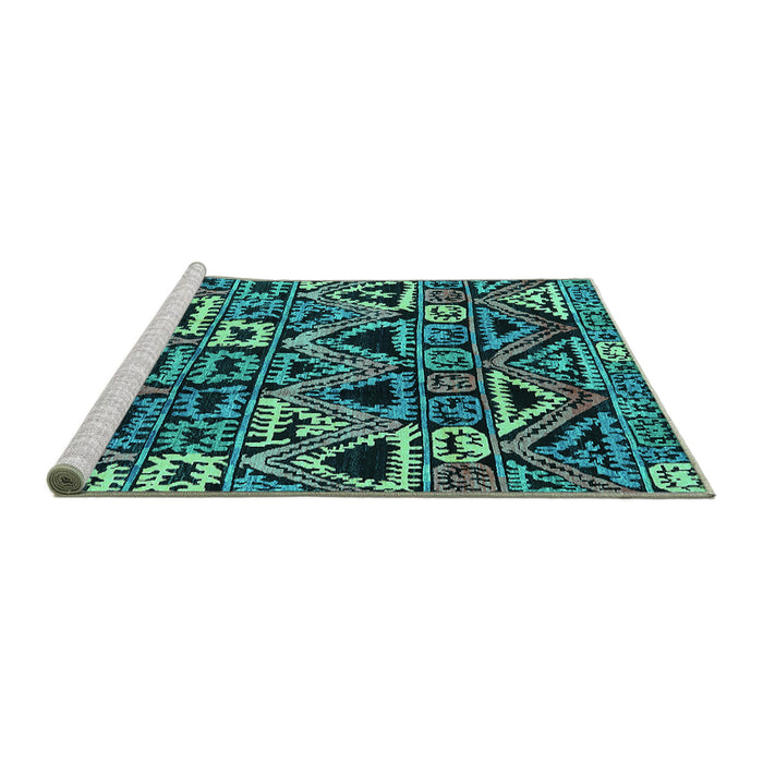Sideview of Machine Washable Solid Turquoise Modern Area Rugs, wshurb1277turq