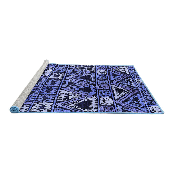 Sideview of Machine Washable Solid Blue Modern Rug, wshurb1277blu