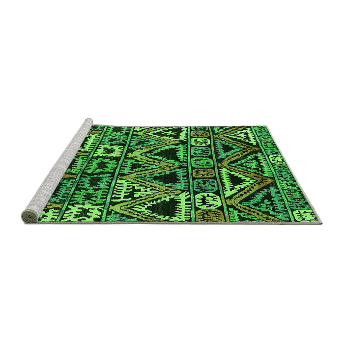 Sideview of Machine Washable Solid Green Modern Area Rugs, wshurb1277grn