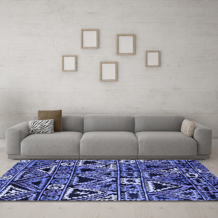 Machine Washable Solid Blue Modern Rug in a Living Room, wshurb1277blu