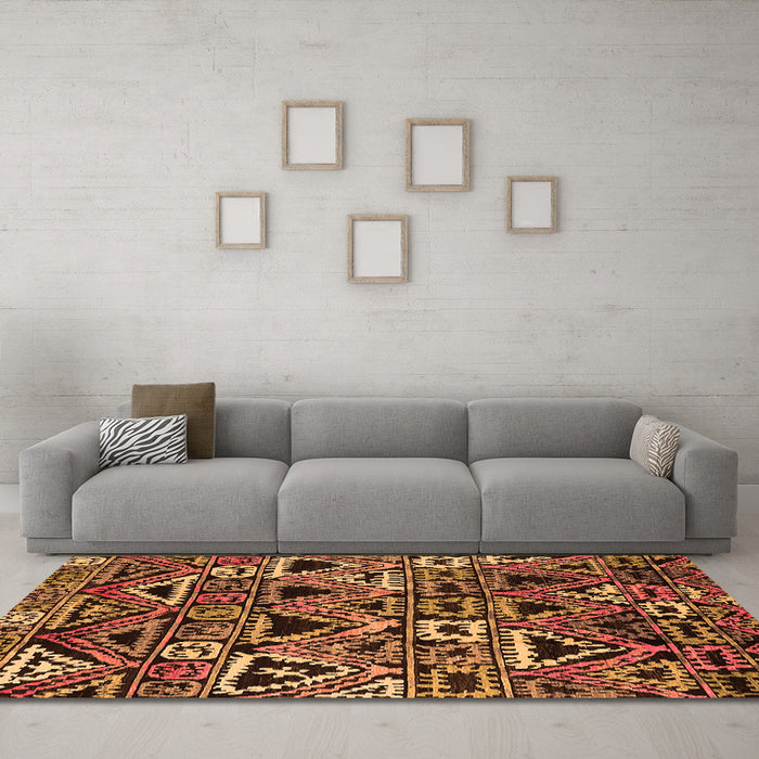 Machine Washable Solid Orange Modern Area Rugs in a Living Room, wshurb1277org