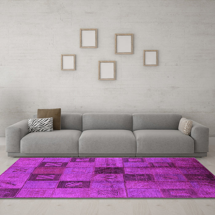 Machine Washable Persian Purple Bohemian Area Rugs in a Living Room, wshurb1278pur
