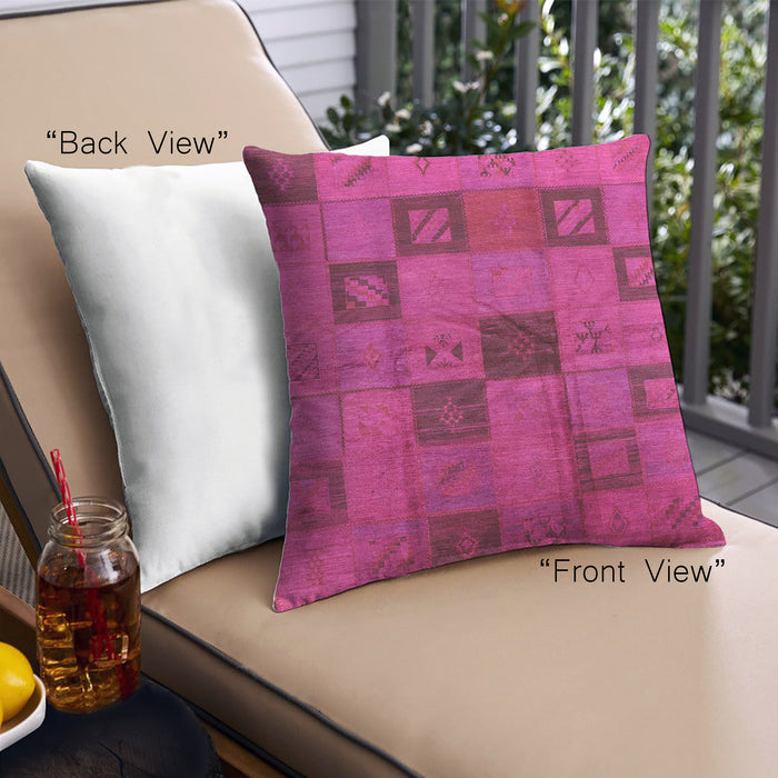 Front View of Mid-Century Modern Urban Square Deep Pink Throw Pillow, 18 inch by 18 inch, pwurb1278