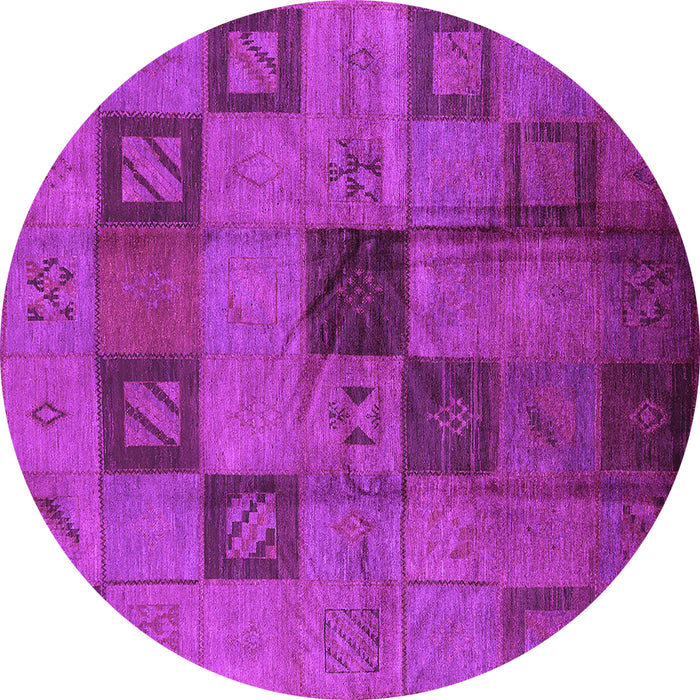 Round Machine Washable Persian Purple Bohemian Area Rugs, wshurb1278pur