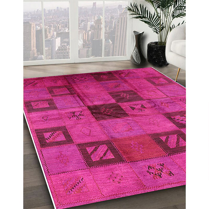Machine Washable Industrial Modern Deep Pink Rug in a Family Room, wshurb1278
