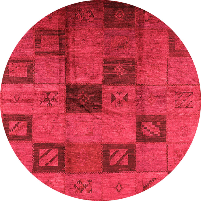 Round Machine Washable Persian Orange Bohemian Area Rugs, wshurb1278org