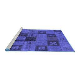 Sideview of Machine Washable Persian Blue Bohemian Rug, wshurb1278blu