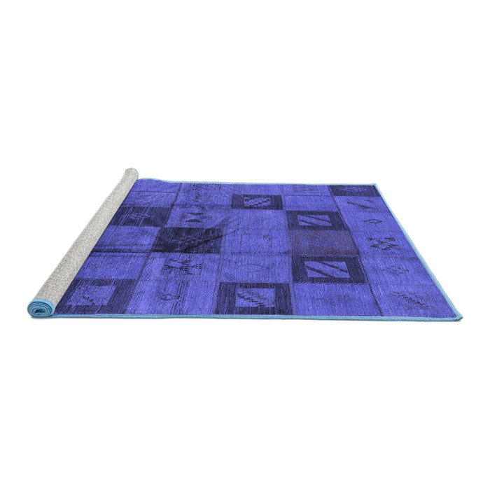 Sideview of Machine Washable Persian Blue Bohemian Rug, wshurb1278blu