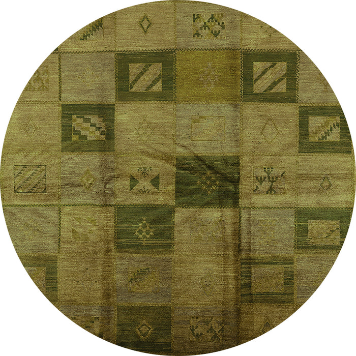 Round Machine Washable Persian Green Bohemian Area Rugs, wshurb1278grn