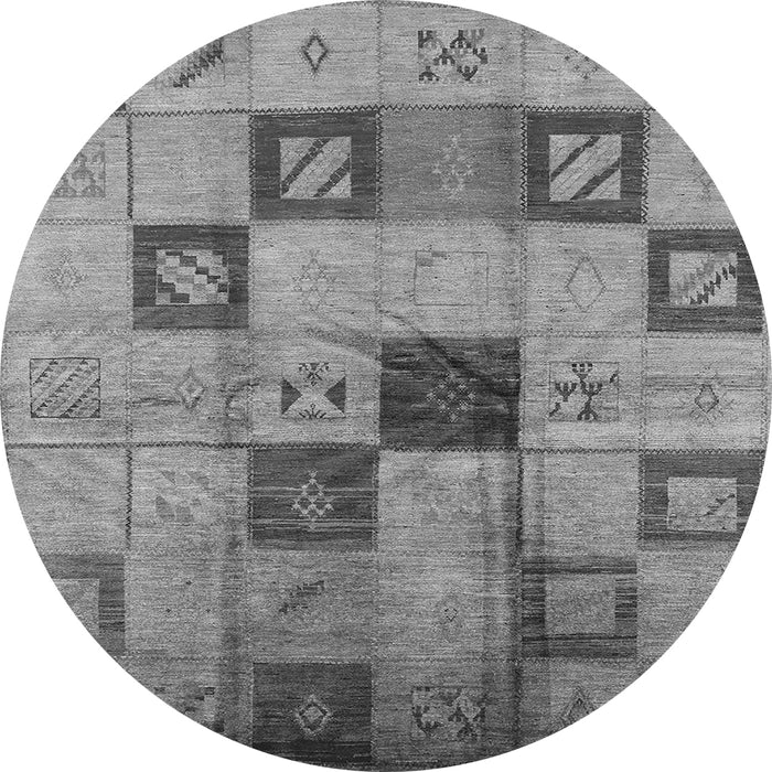 Round Machine Washable Persian Gray Bohemian Rug, wshurb1278gry