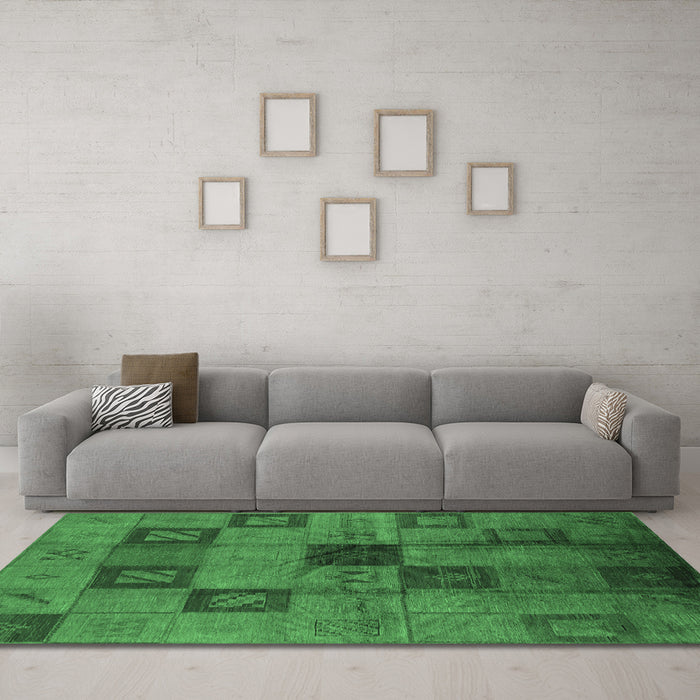 Machine Washable Persian Emerald Green Bohemian Area Rugs in a Living Room,, wshurb1278emgrn