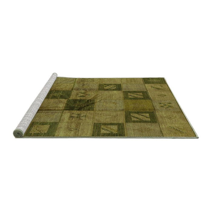 Sideview of Machine Washable Persian Green Bohemian Area Rugs, wshurb1278grn