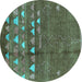 Round Machine Washable Solid Turquoise Modern Area Rugs, wshurb1279turq