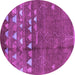 Round Machine Washable Solid Purple Modern Area Rugs, wshurb1279pur