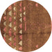 Round Solid Brown Modern Rug, urb1279brn