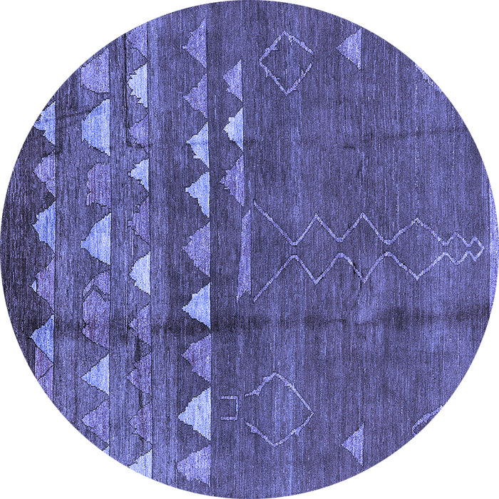 Round Solid Blue Modern Rug, urb1279blu