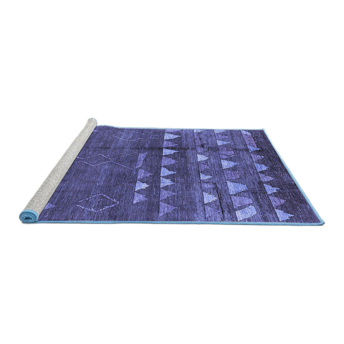 Sideview of Machine Washable Solid Blue Modern Rug, wshurb1279blu