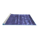 Sideview of Machine Washable Solid Blue Modern Rug, wshurb1279blu