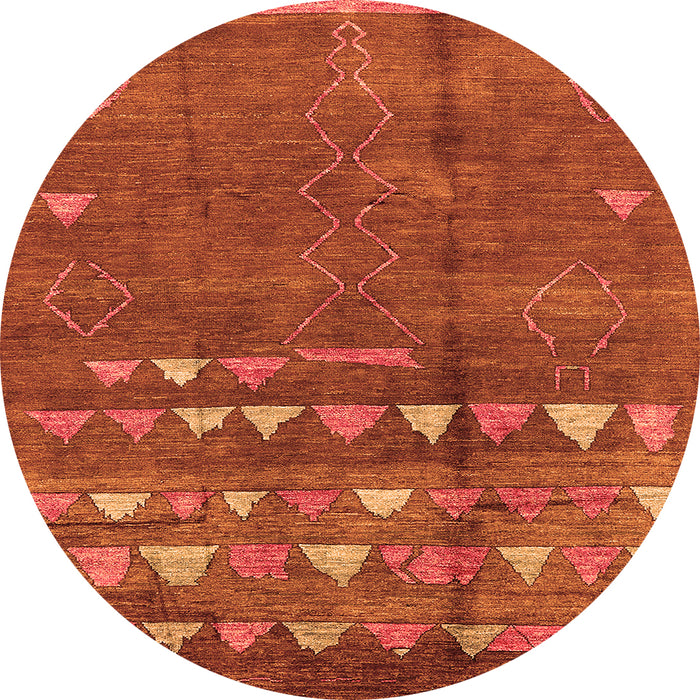 Round Solid Orange Modern Rug, urb1279org