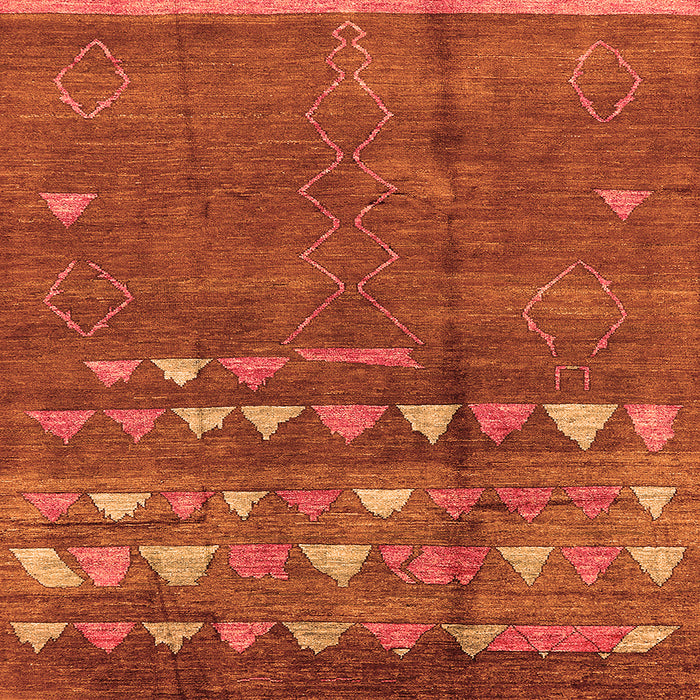 Square Solid Orange Modern Rug, urb1279org