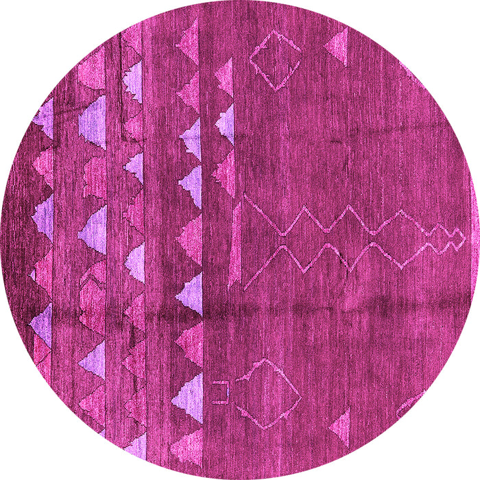 Round Machine Washable Solid Pink Modern Rug, wshurb1279pnk