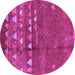 Round Machine Washable Solid Pink Modern Rug, wshurb1279pnk