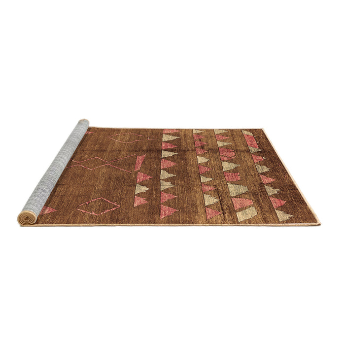 Sideview of Machine Washable Solid Brown Modern Rug, wshurb1279brn