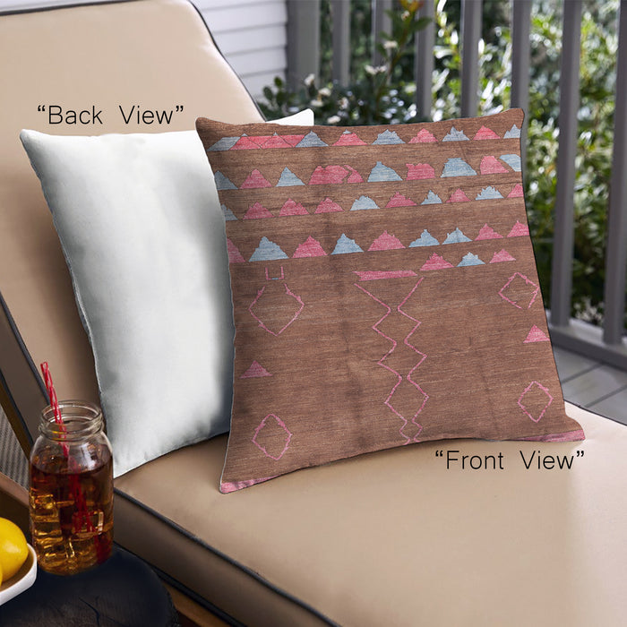 Front View of Mid-Century Modern Urban Square Orange Throw Pillow, 18 inch by 18 inch, pwurb1279