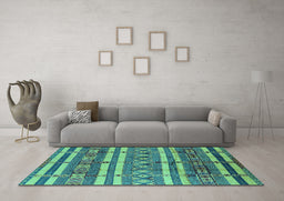 Machine Washable Solid Turquoise Modern Area Rugs in a Living Room,, wshurb1280turq