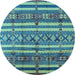 Round Machine Washable Solid Light Blue Modern Rug, wshurb1280lblu