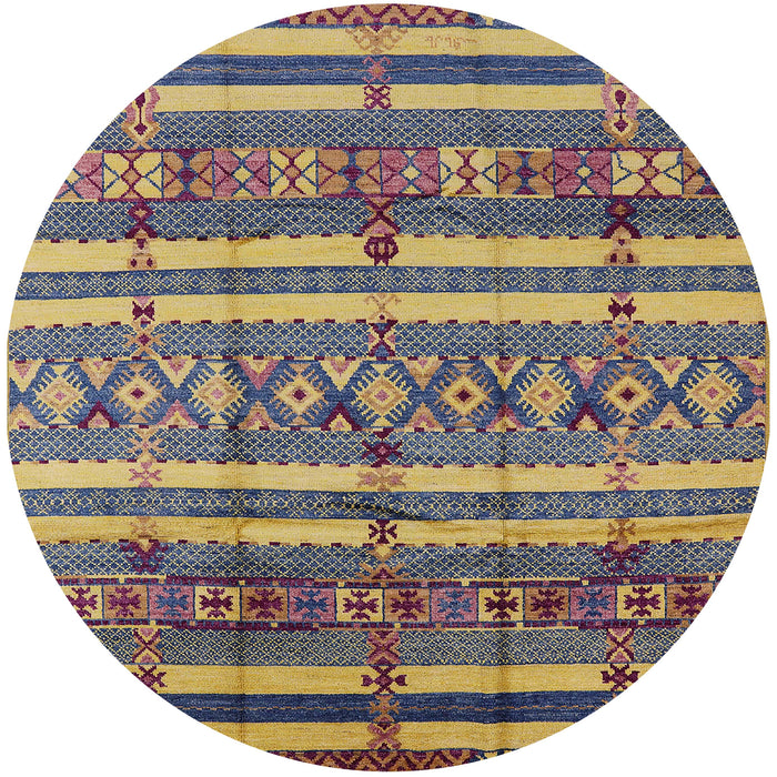 Round Mid-Century Modern Purple Solid Rug, urb1280