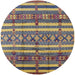 Round Mid-Century Modern Purple Solid Rug, urb1280