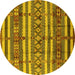 Round Solid Yellow Modern Rug, urb1280yw