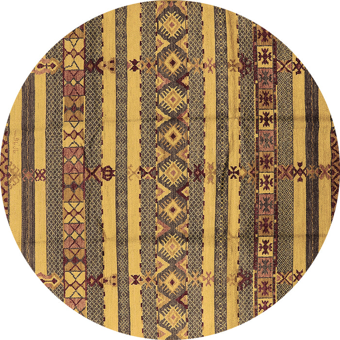 Round Machine Washable Solid Brown Modern Rug, wshurb1280brn