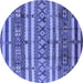 Round Solid Blue Modern Rug, urb1280blu